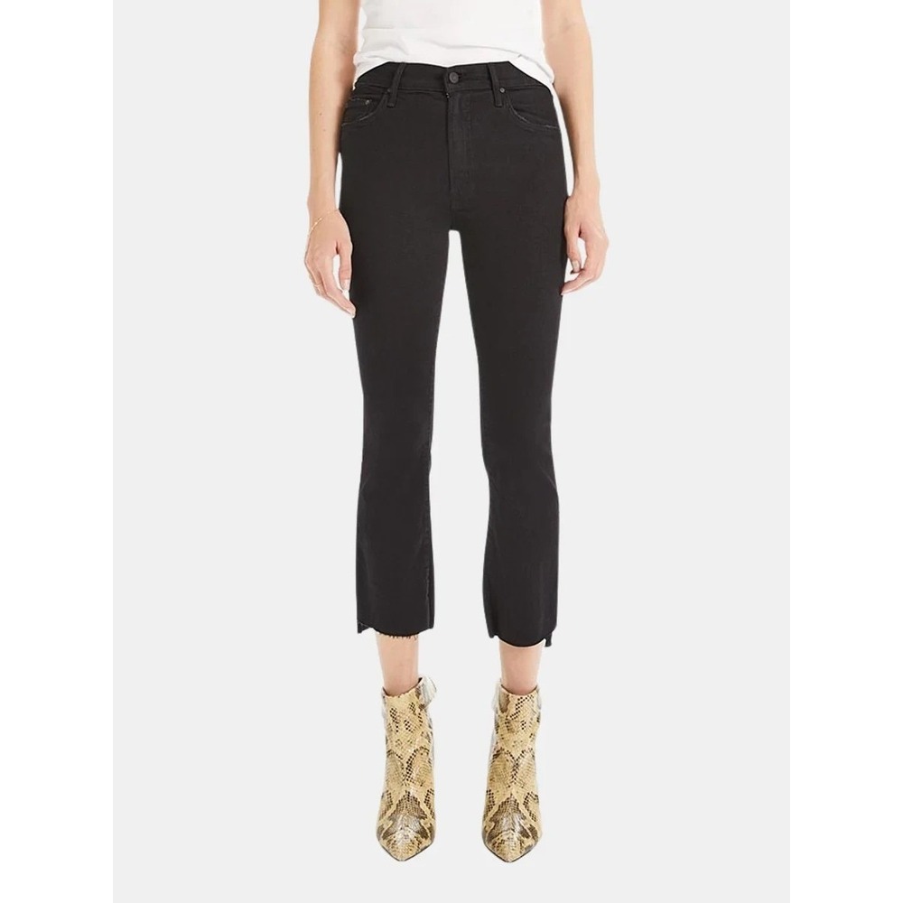 MOTHER The Insider Crop Step Fray Cowboy Rodeo Black Denim Stretch Jeans Goth/27